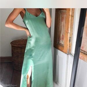 & Other Stories Mint Satin Dress